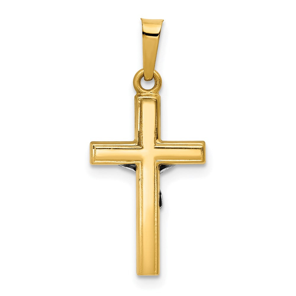 14K w/Rhodium Polished Inri Crucifix Pendant