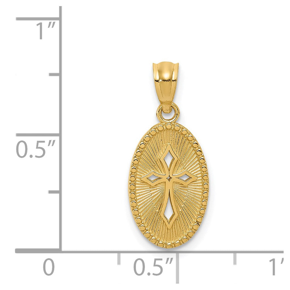 14k Gold Polished Small Cross Medal Pendant