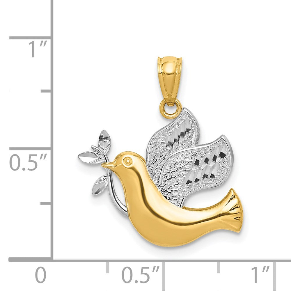 14k w/Rhodium Peace Dove Pendant