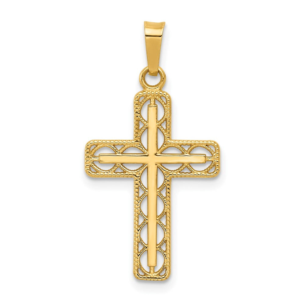 14k Polished Filigree Cross Pendant