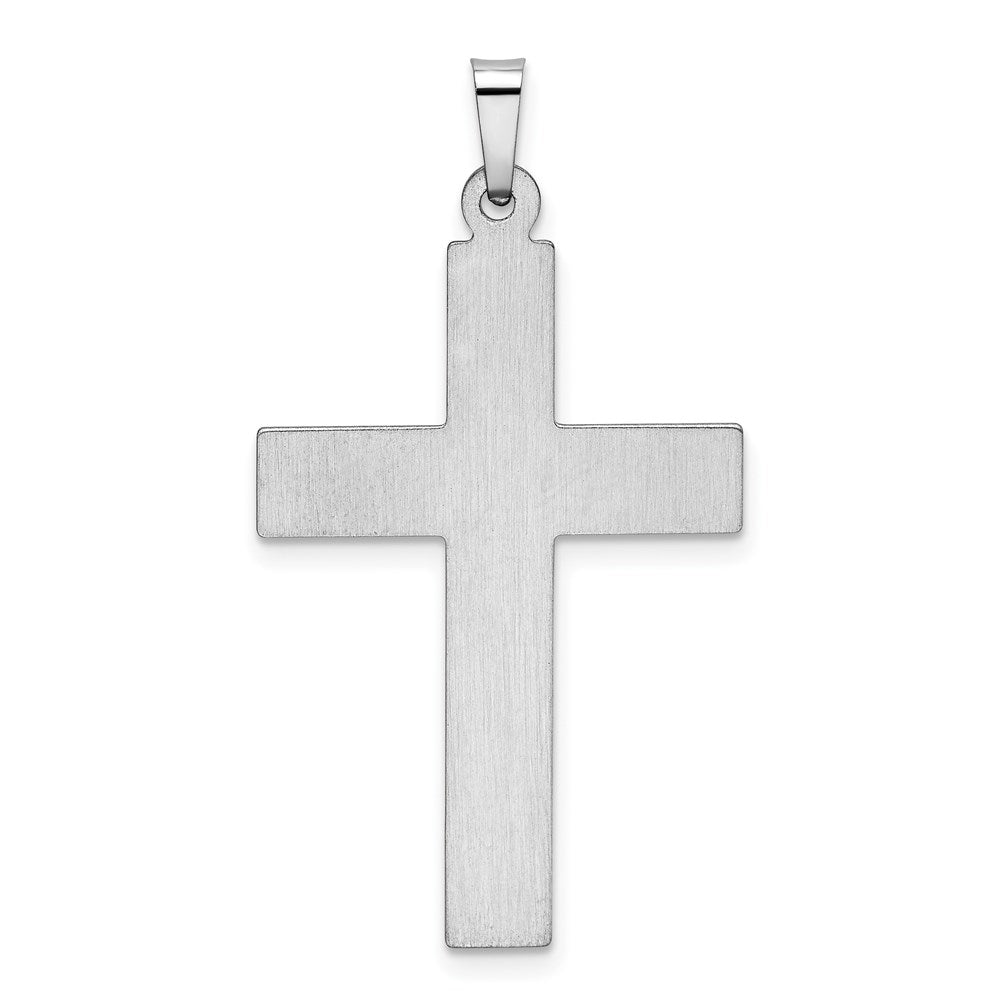 14k White Gold Polished and Satin w/Dots Cross Pendant