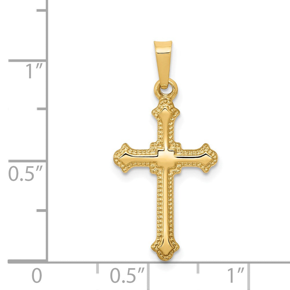 14k Polished Fleur de Lis Cross Pendant