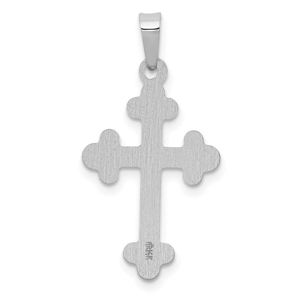 14k White Gold Polished Budded Cross Pendant