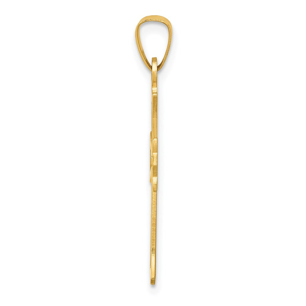 14k Polished Cut-out Fleur de Lis Cross Pendant