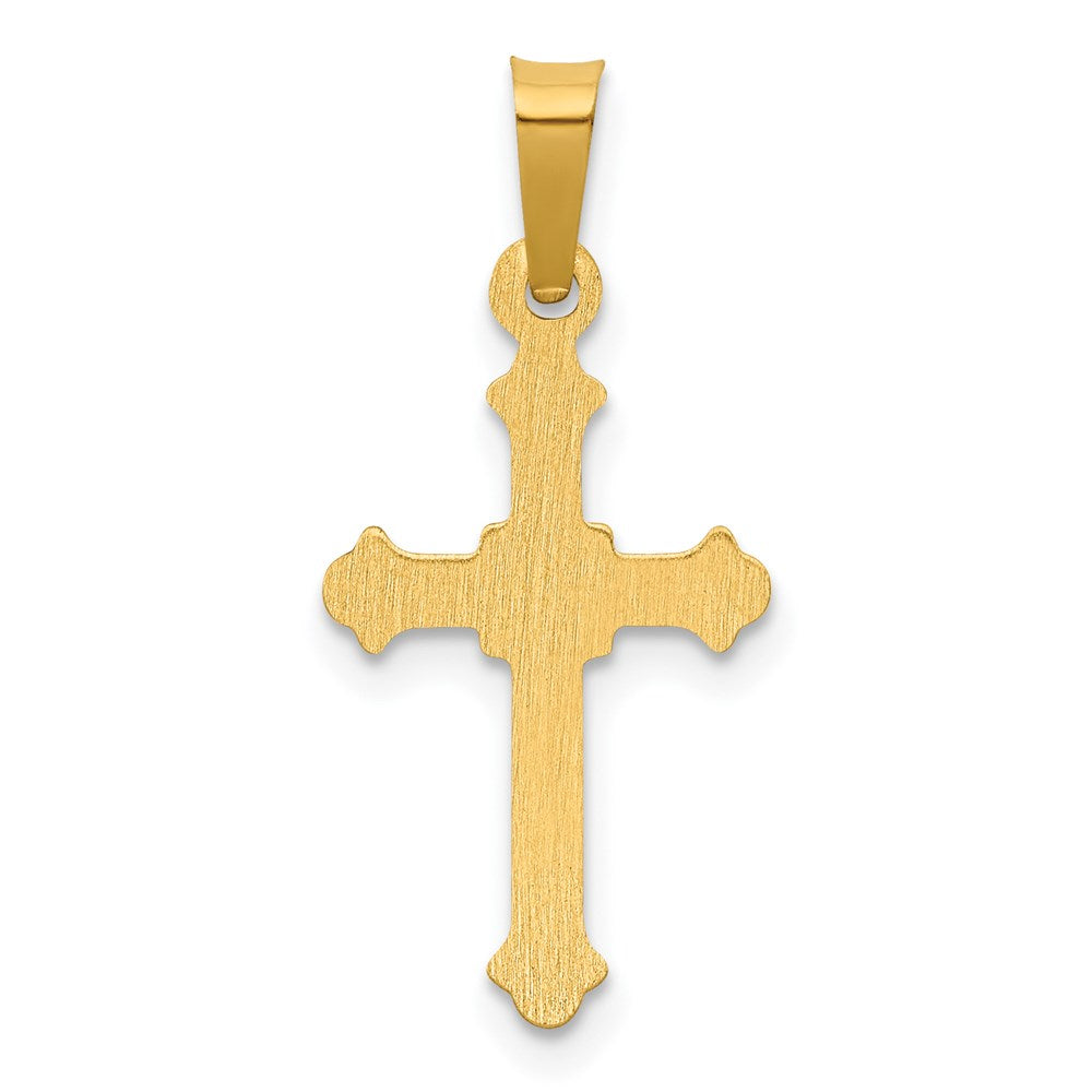 14k Polished Small Fleur de Lis Cross Pendant