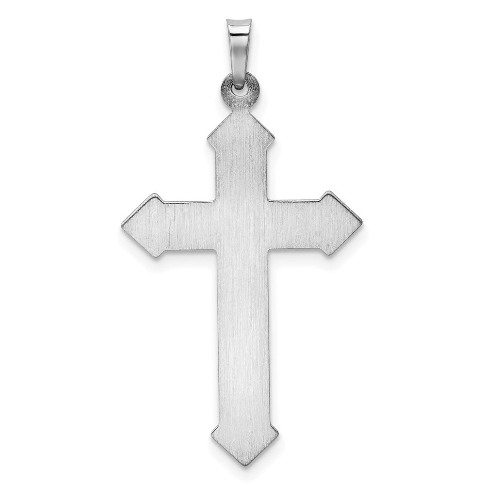 14k White Gold Polished and Textured Cross Pendant