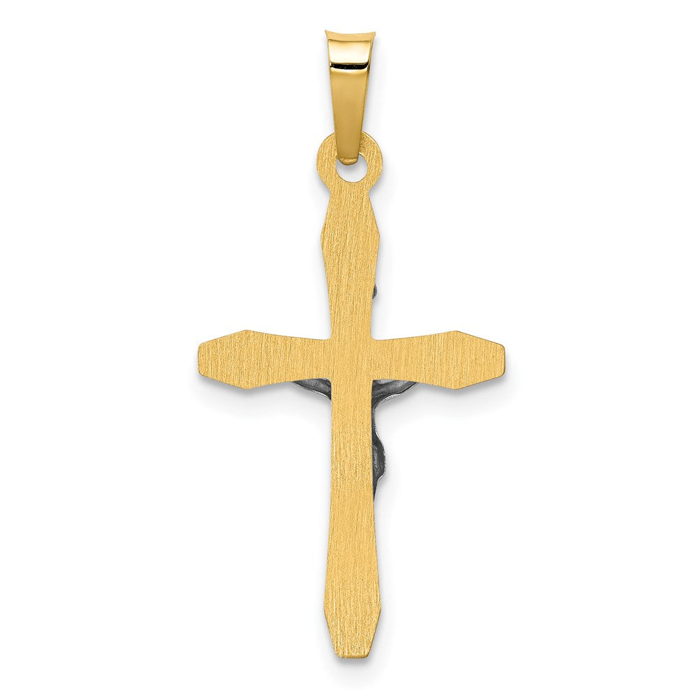 14k Two-tone Polished INRI Crucifix Pendant