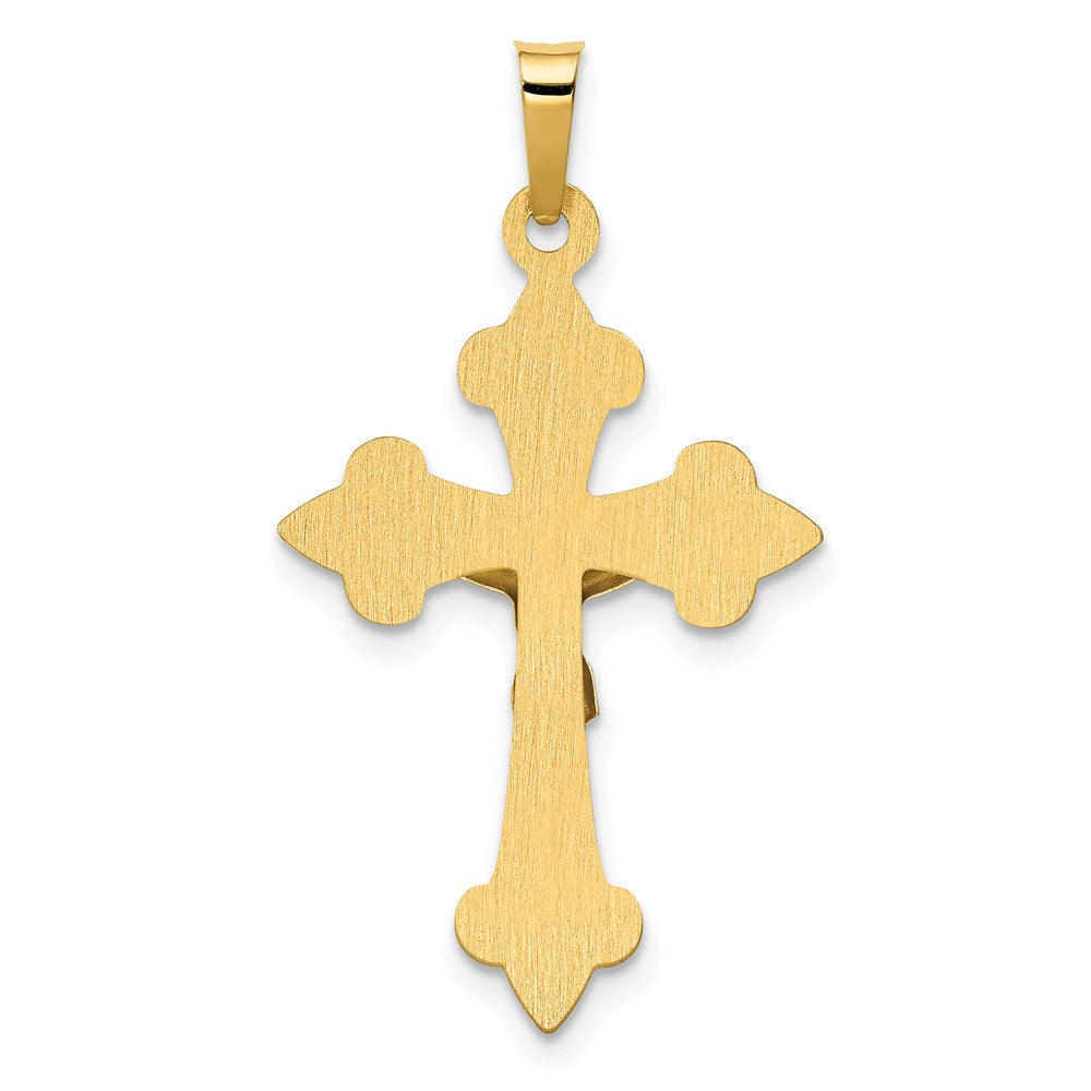 14k Two-tone Polished Fleur de Lis INRI Crucifix Pendant