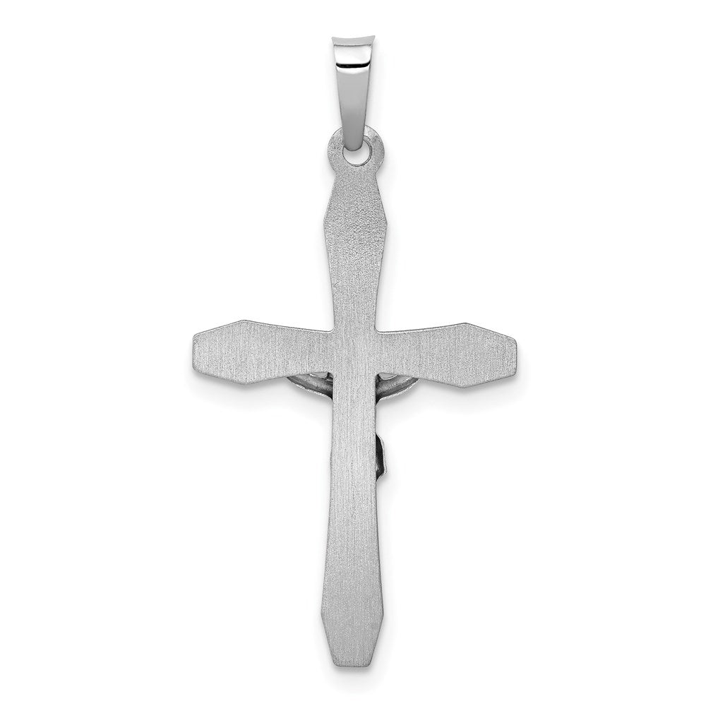 14k White Gold Polished INRI Crucifix Pendant
