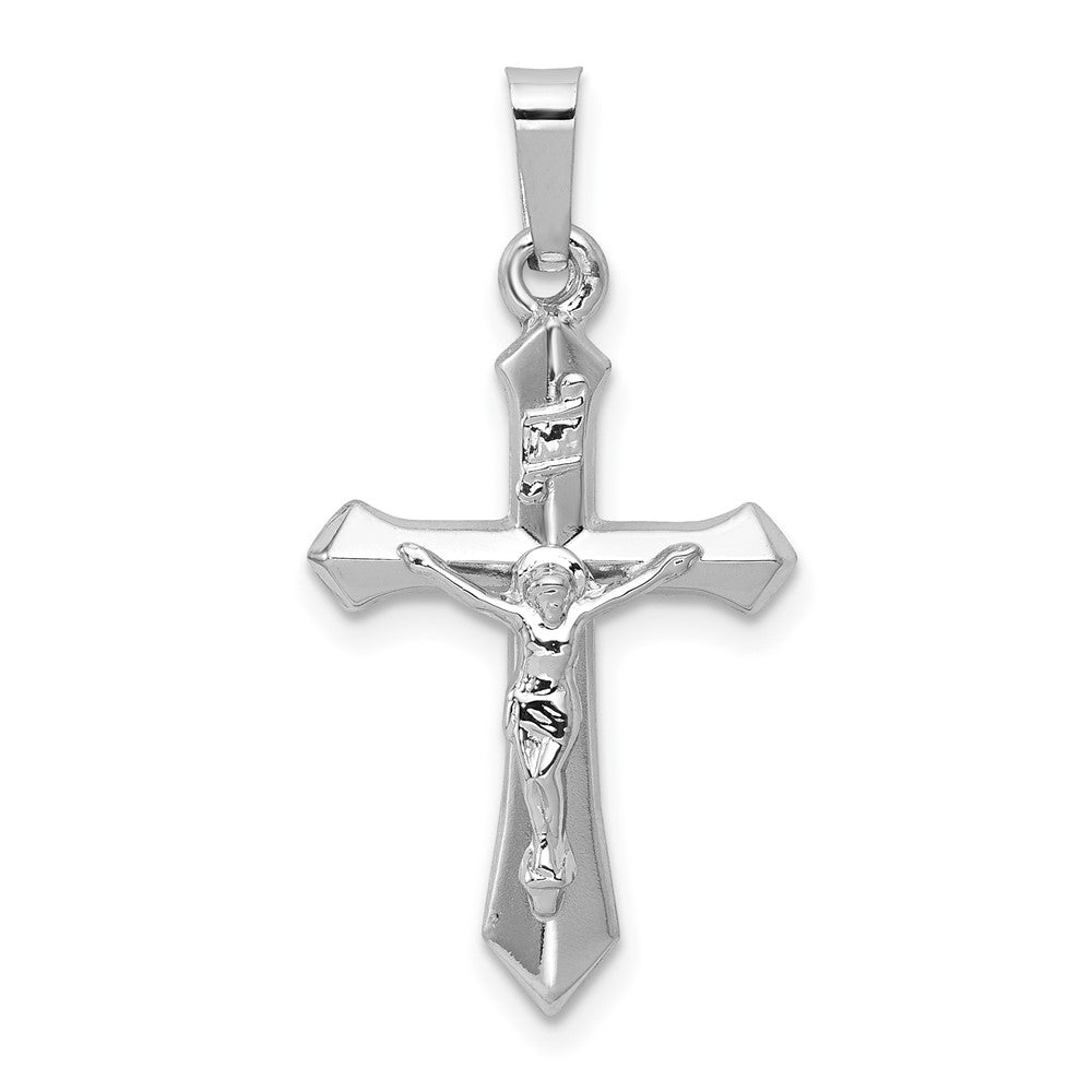 14k White Gold Polished INRI Crucifix Pendant