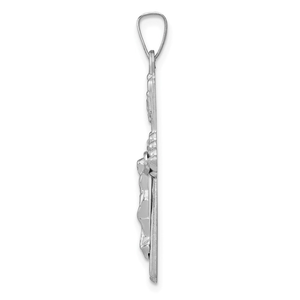 14k White Gold Polished INRI Crucifix Pendant