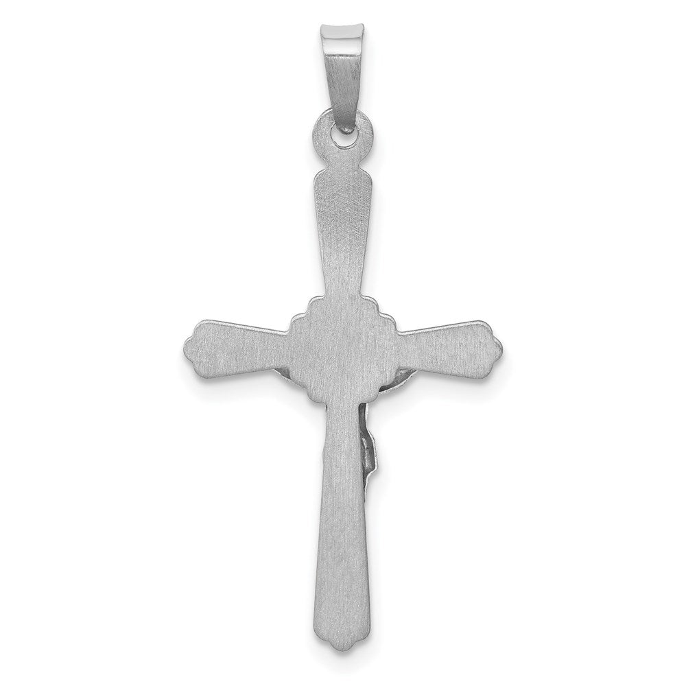 14k White Gold Polished INRI Crucifix Pendant