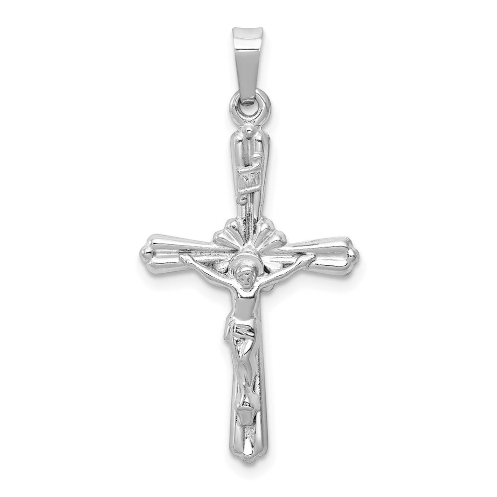 14k White Gold Polished INRI Crucifix Pendant