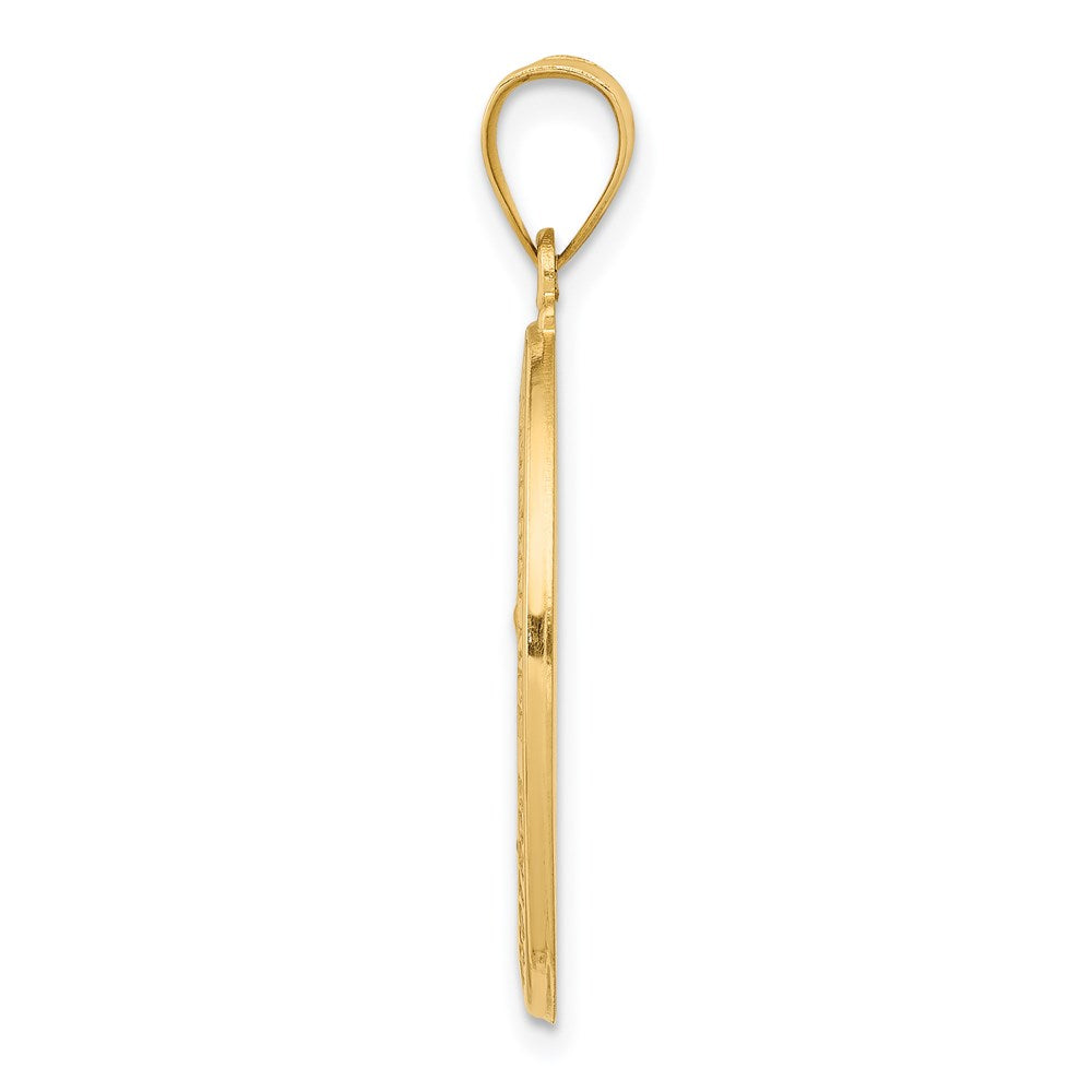 14K Polish/Satin Hollow Spanish Lady Of Guadalupe Medal Pendant