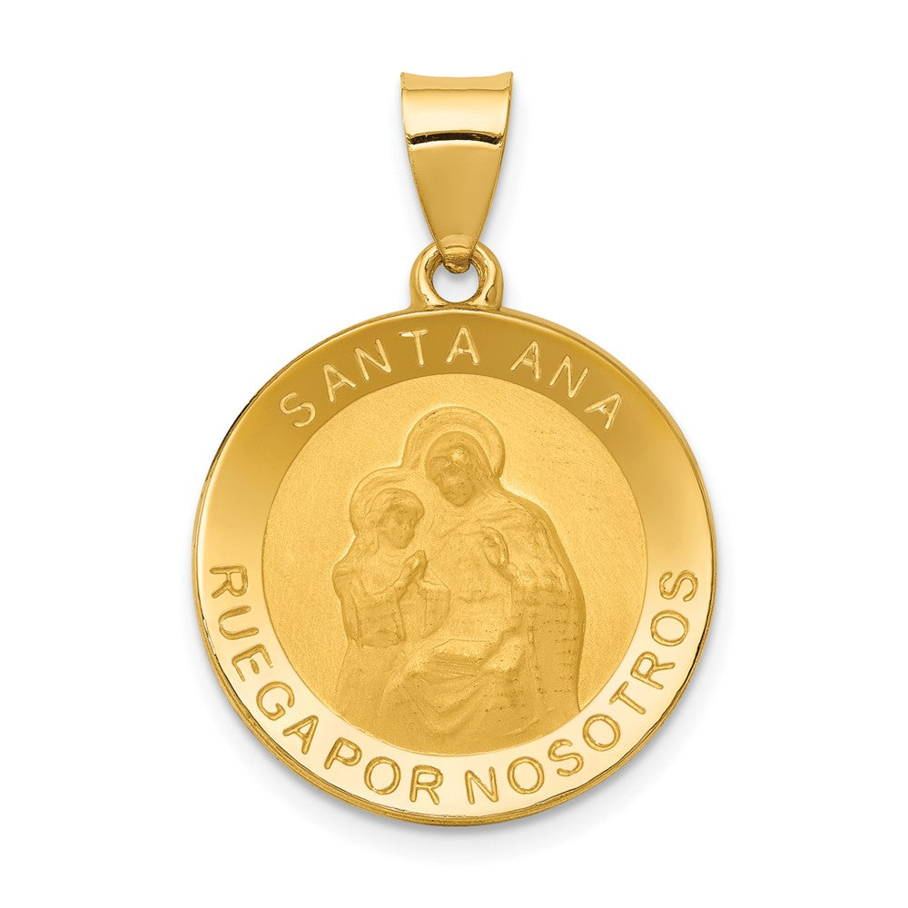 14K Polished/Satin Hollow Spanish Saint Anne Medal Pendant