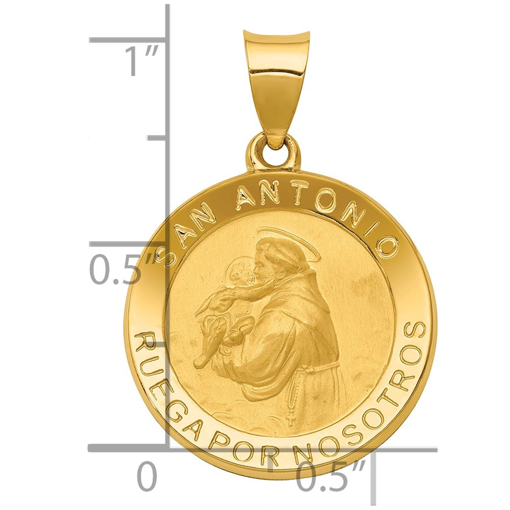 14K Polished/Satin Hollow Spanish St. Anthony Medal Pendant