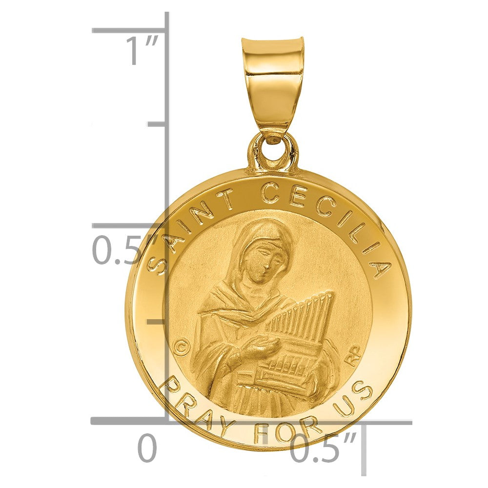 14K Polished/Satin St. Cecilia Hollow Medal Pendant