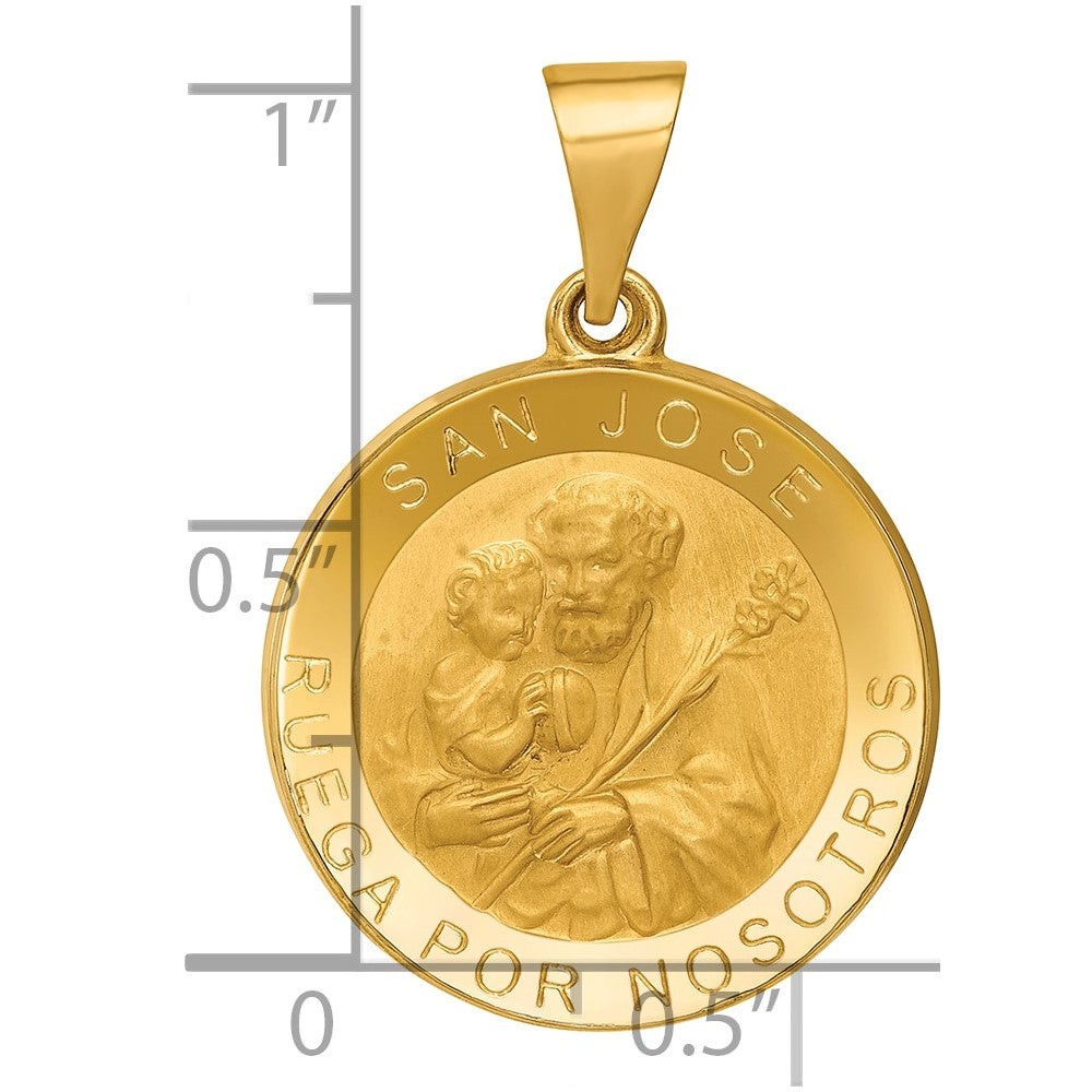 14K Polished/Satin Hollow Spanish San Jose Medal Pendant