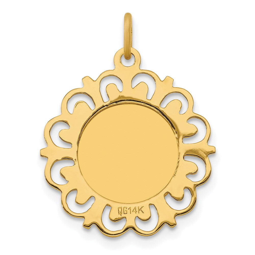 14k Polished/Satin Spanish 1st Communion Medal Hollow Pendant