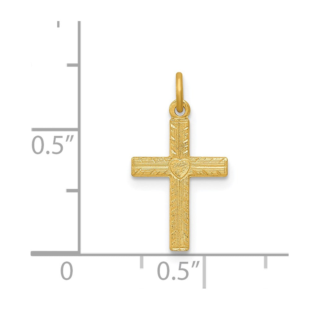 14k Heart Cross Charm