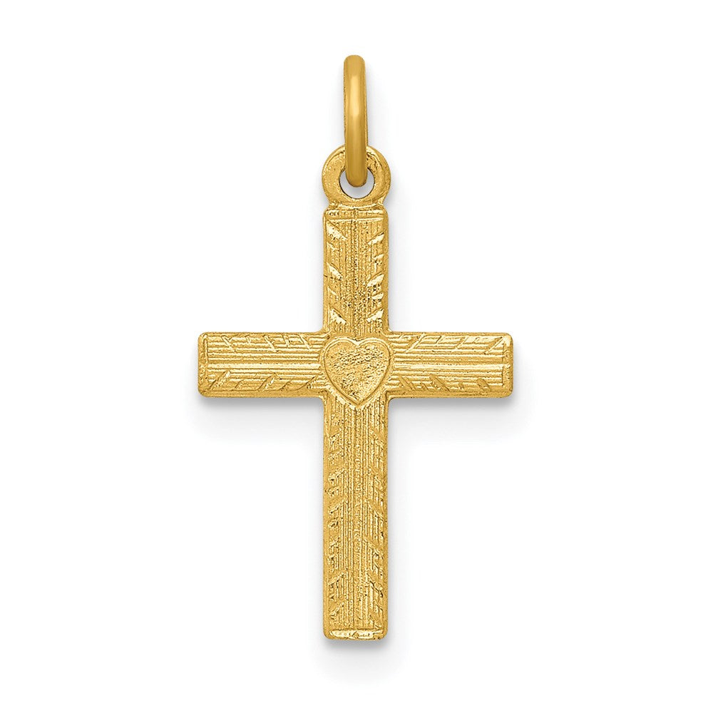 14k Heart Cross Charm