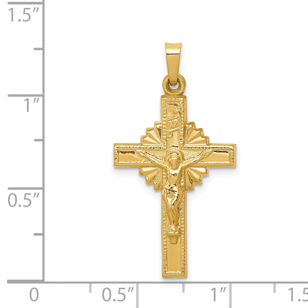 14k INRI Hollow Crucifix Pendant