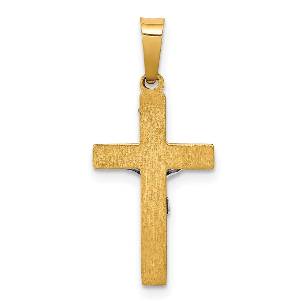 14k Two-tone INRI Hollow Crucifix Pendant