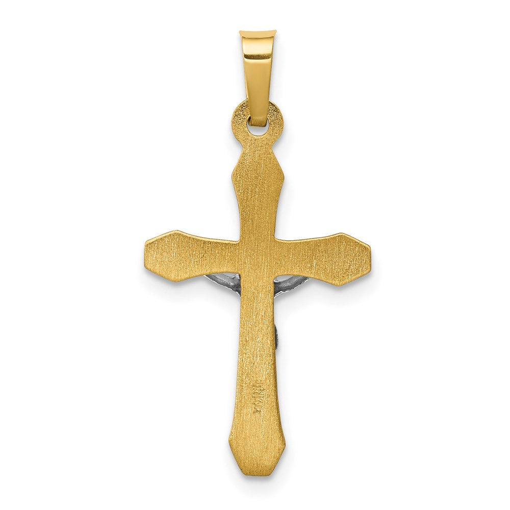 14k Two-tone INRI Hollow Crucifix Pendant