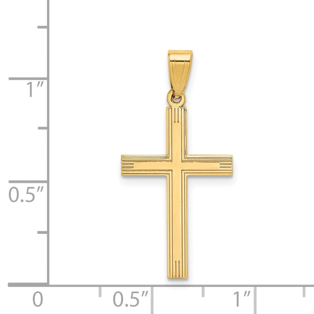 14k Polished Laser Etched Cross Charm