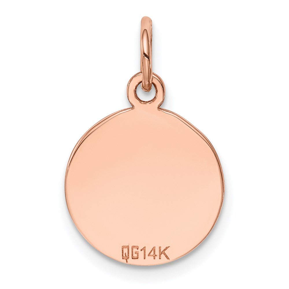14k Rose Gold Plain .018 Gauge Circular Engraveable Disc Charm