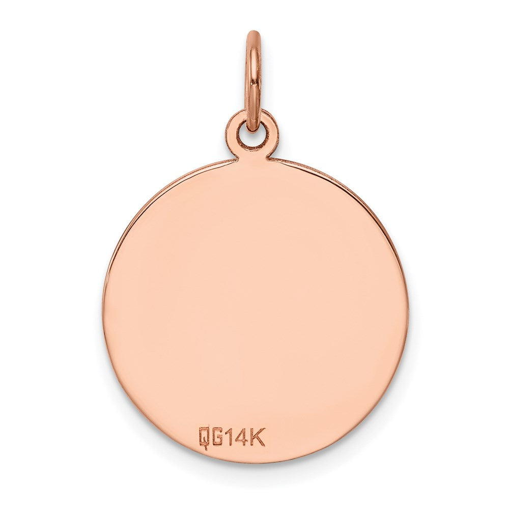 14k Rose Gold Plain .035 Gauge Circular Engraveable Disc Charm