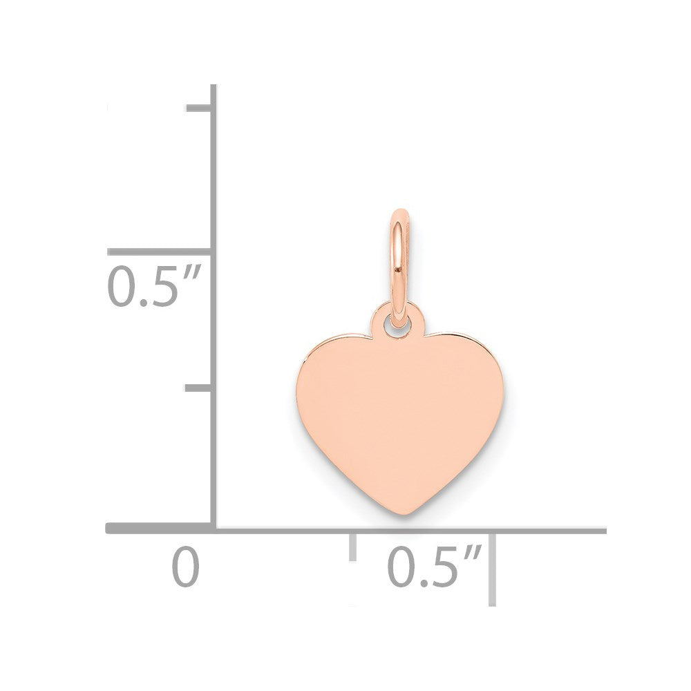 14k Rose Gold Plain .011 Gauge Engraveable Heart Disc Charm