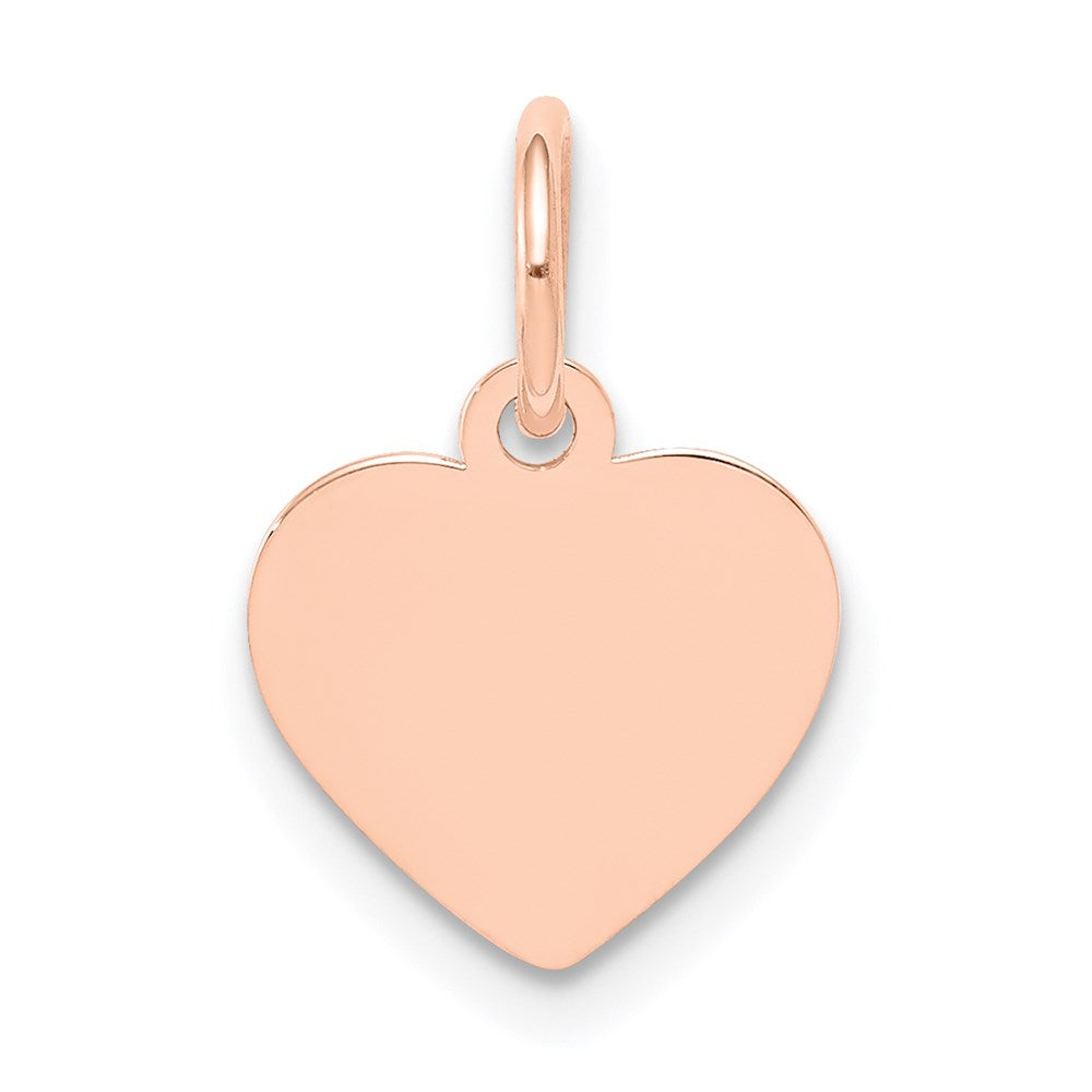 14k Rose Gold Plain .018 Gauge Engraveable Heart Disc Charm
