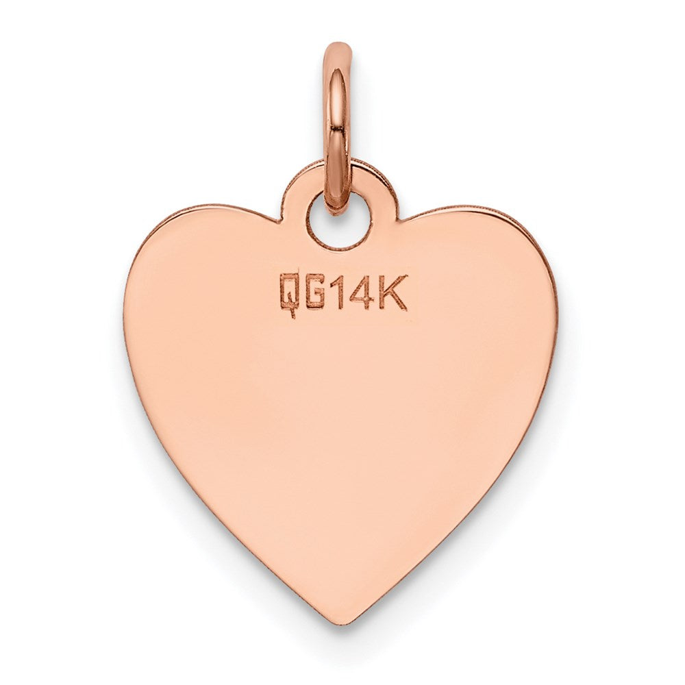 14k Rose Gold Plain .013 Gauge Engraveable Heart Disc Charm