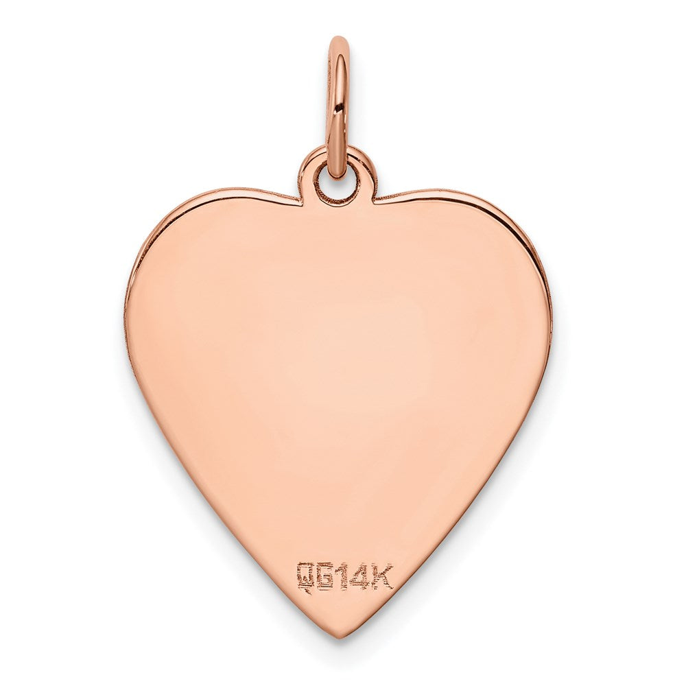 14k Rose Gold Plain .027 Gauge Engraveable Heart Disc Charm