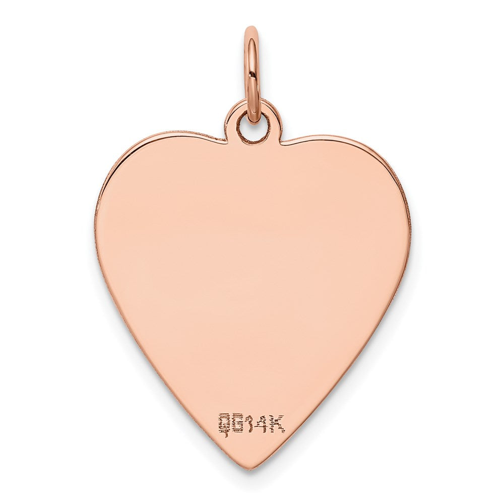 14k Rose Gold Plain .027 Gauge Engraveable Heart Disc Charm
