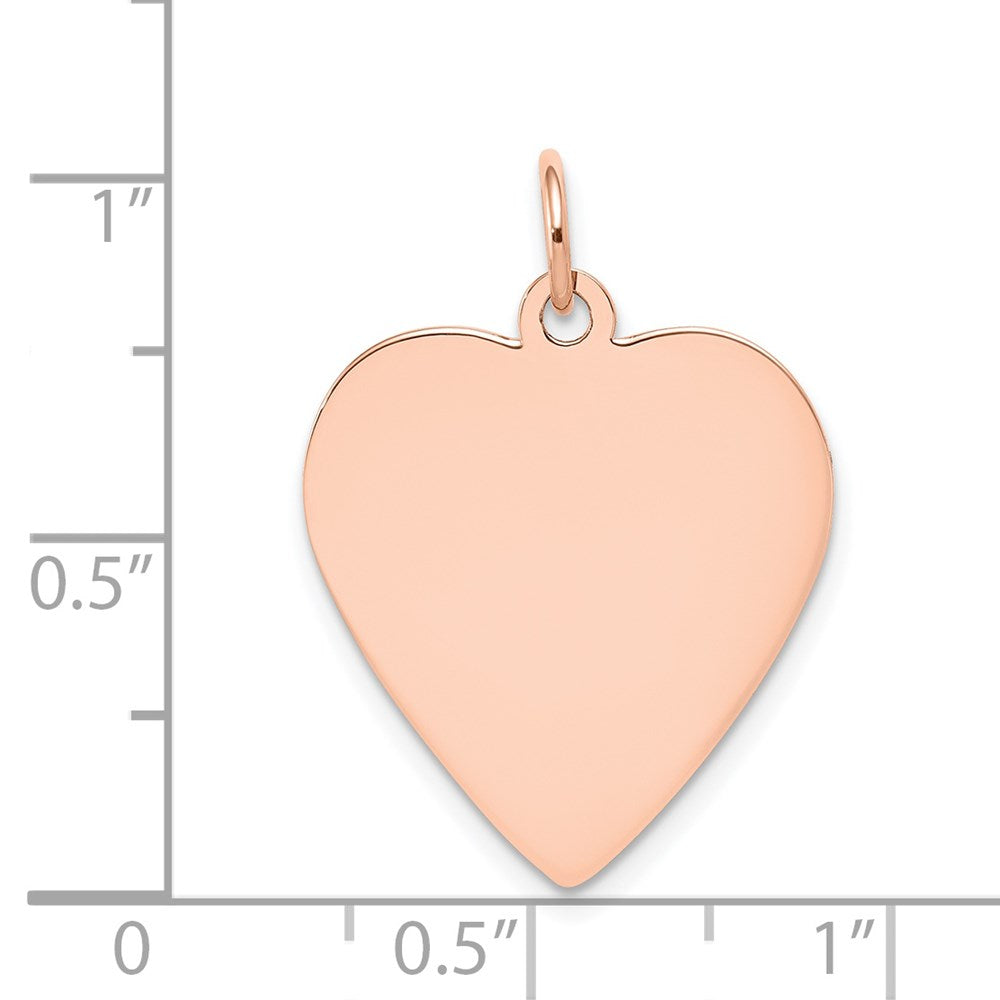 14k Rose Gold Plain .027 Gauge Engraveable Heart Disc Charm