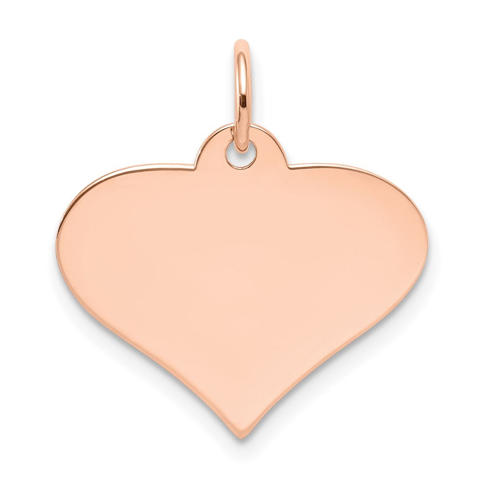 14k Rose Gold Plain .018 Gauge Engraveable Heart Disc Charm