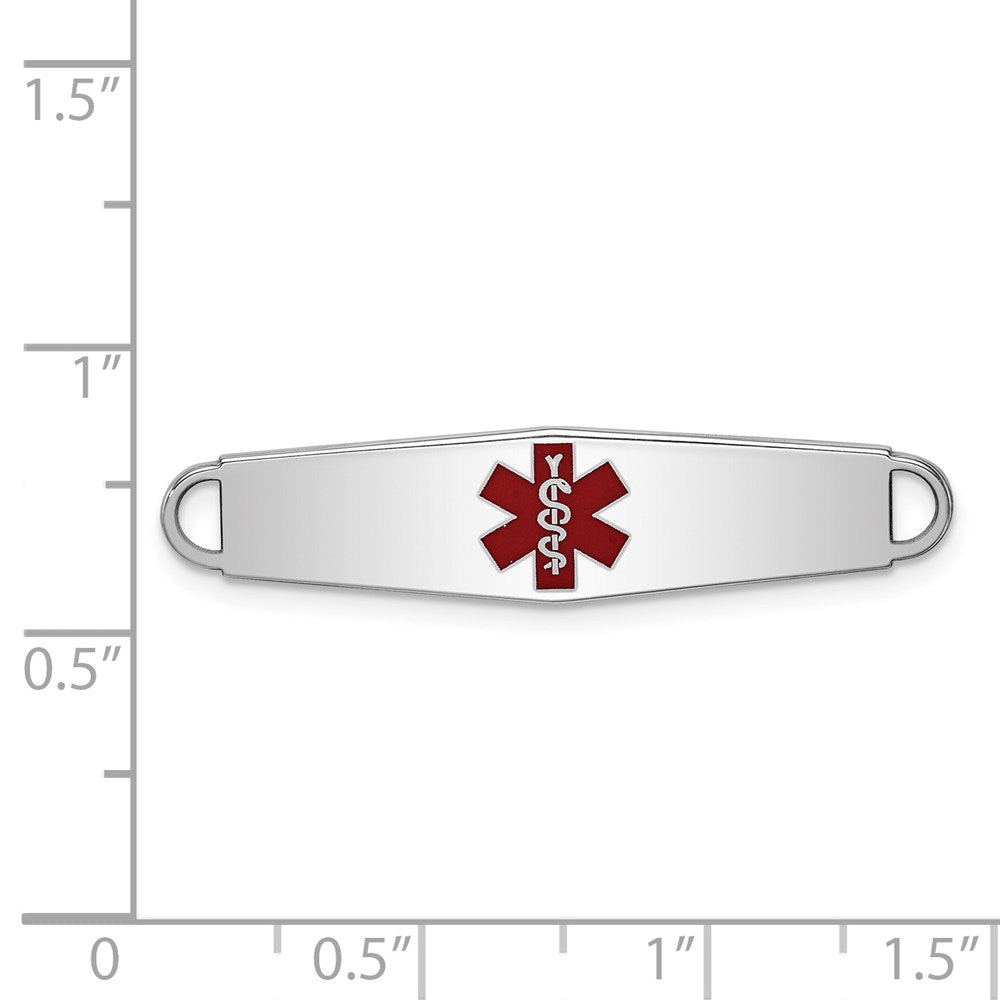 Sterling Silver Rhodium plated Medical ID Plate