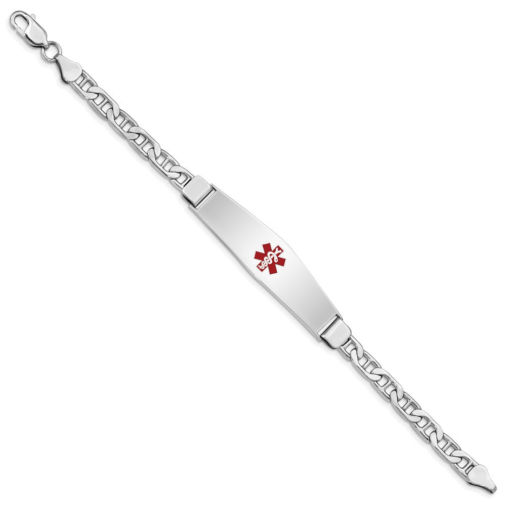Sterling Silver Rhodium-plated Medical ID Anchor Link Bracelet