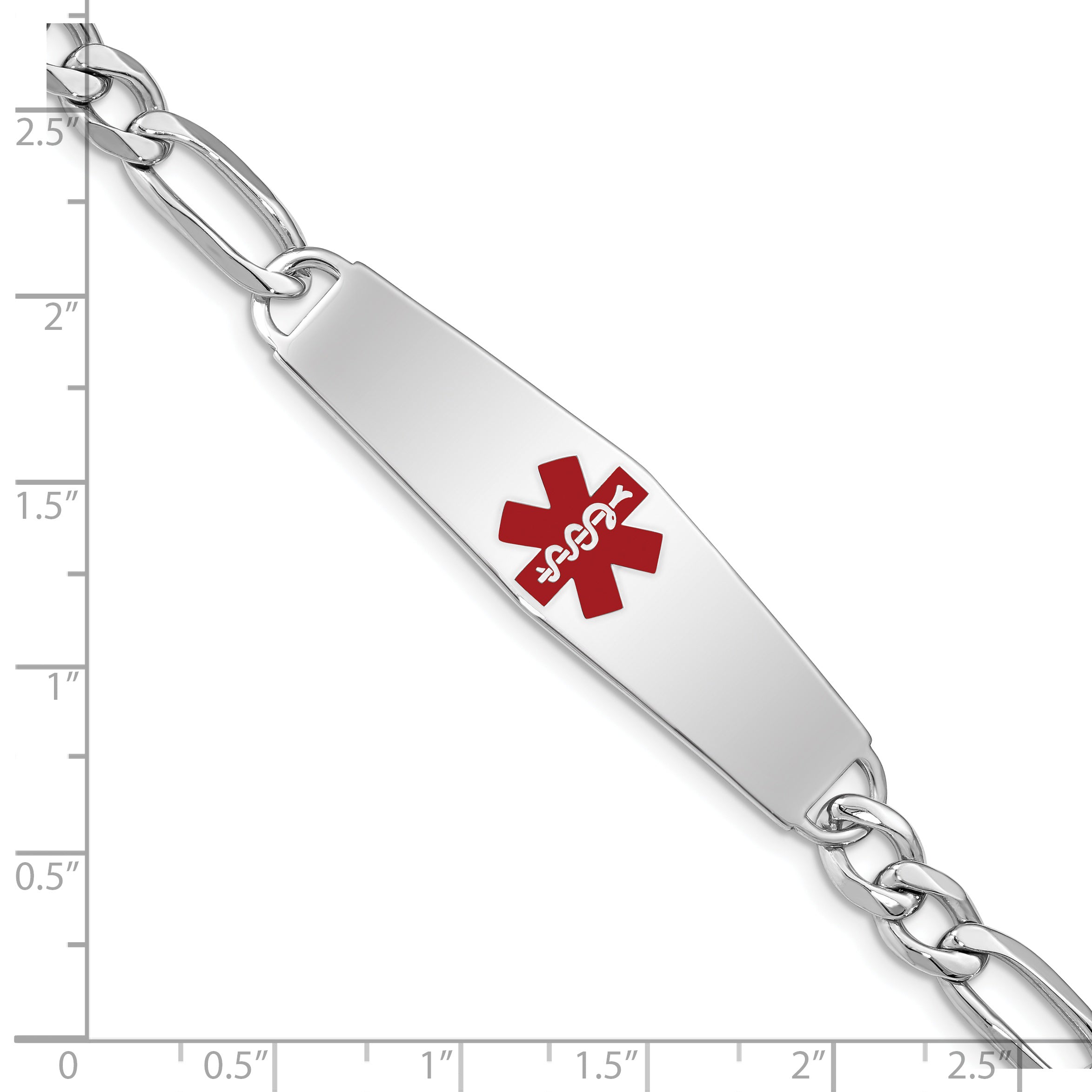 Sterling Silver Rhodium-plated Medical ID Figaro Link Bracelet