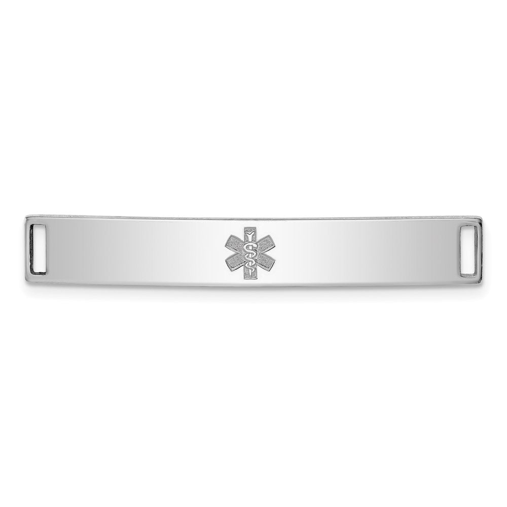 Sterling Silver Rhodium-plated Non-enameled Medical ID Plate