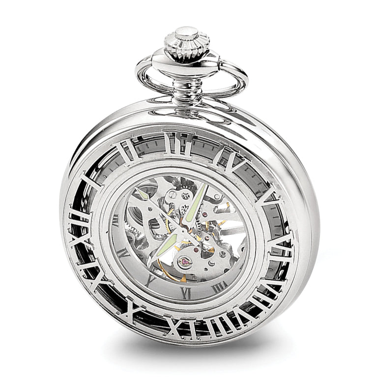 Charles Hubert Chrome-finish Skeleton Case Pocket Watch