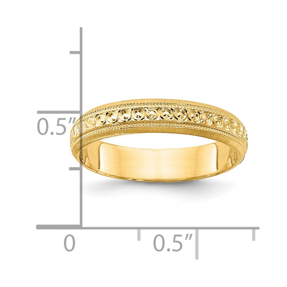 14k 3mm Design Etched Wedding Band Size 7
