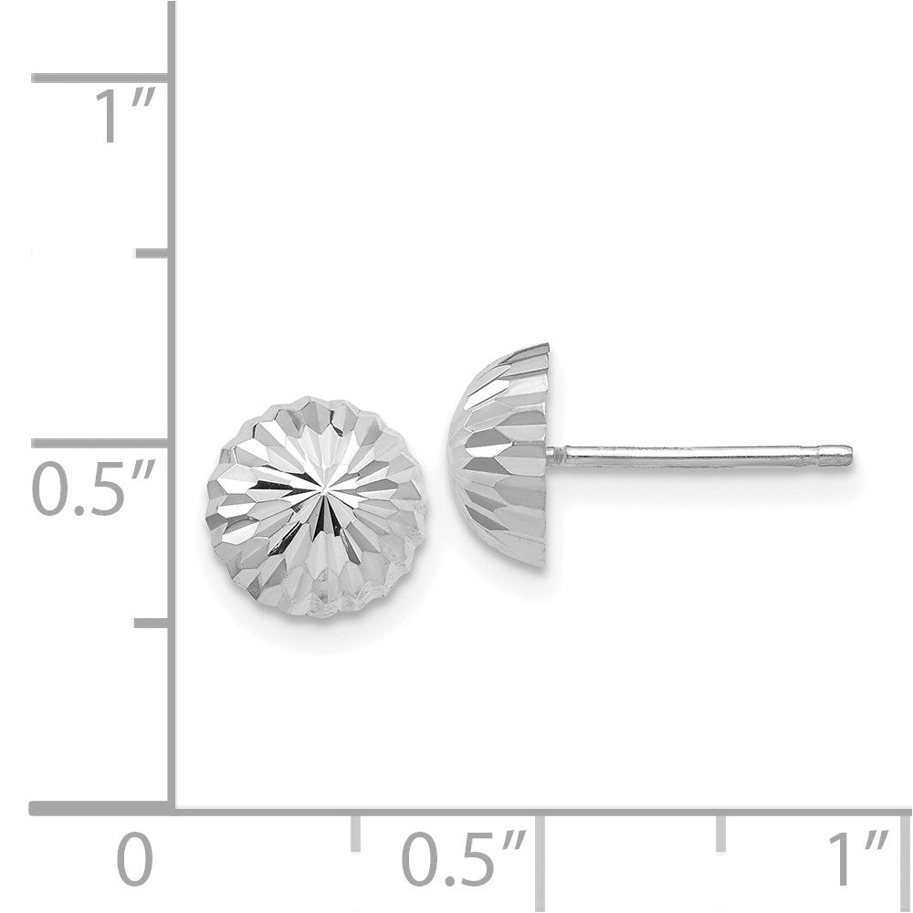 14k White Gold Polished & Diamond-Cut Half Ball Post Earrings