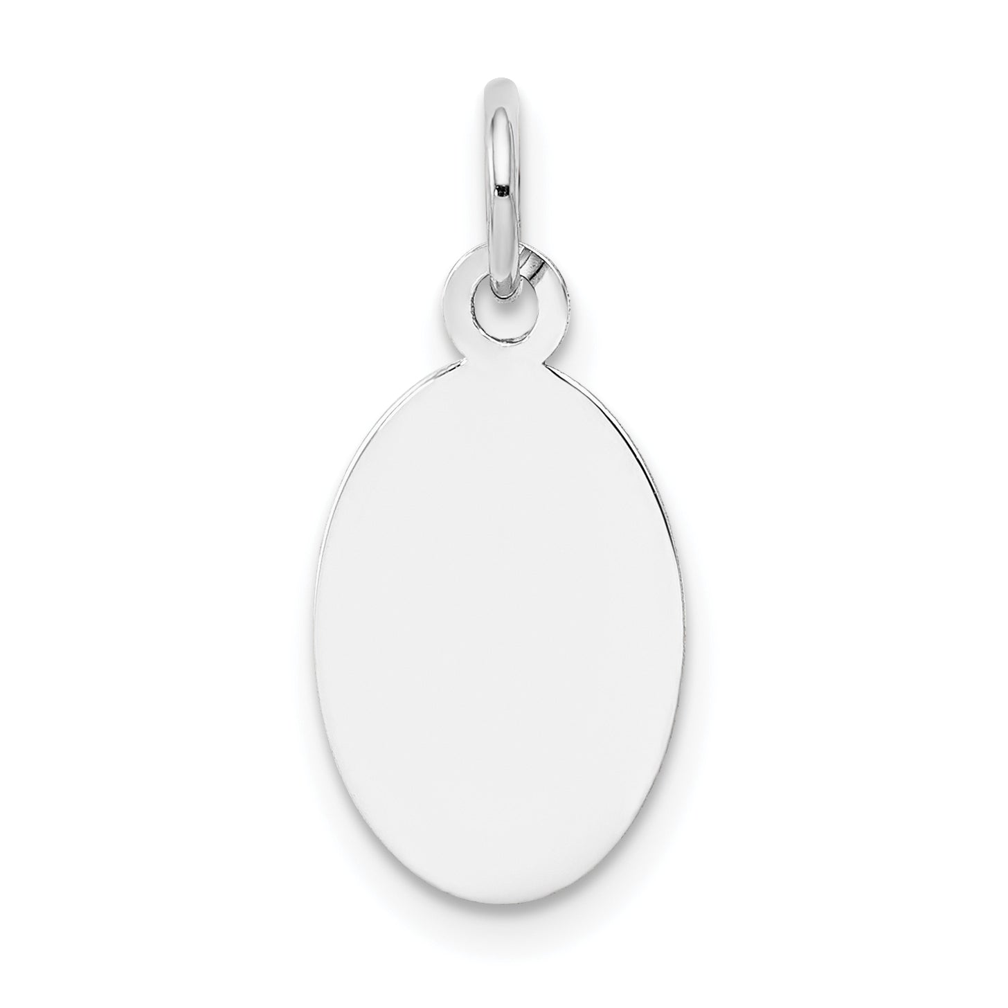 14k White Gold Plain .027 Gauge Oval Engravable Disc Charm