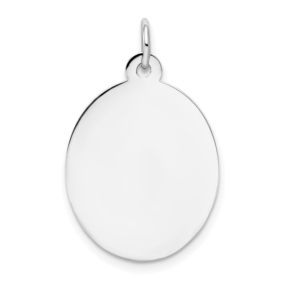 14k White Gold Plain .027 Gauge Oval Engravable Disc Charm