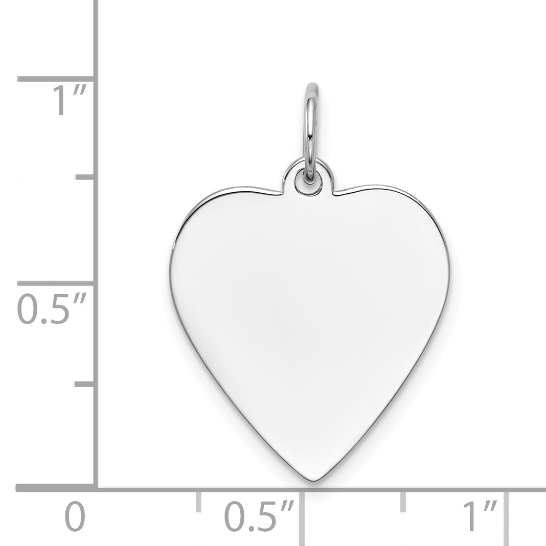 14k White Gold Plain .018 Gauge Engravable Heart Charm