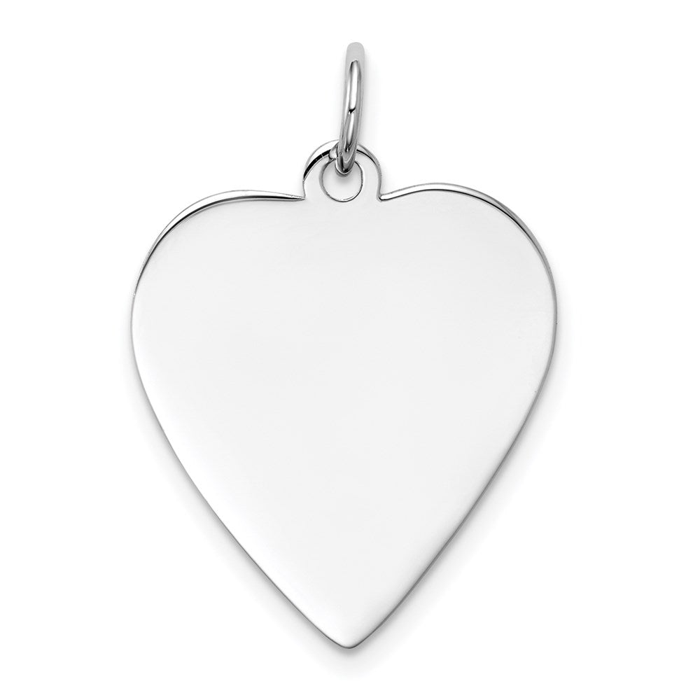 14k White Gold Plain .011 Gauge Engravable Heart Charm