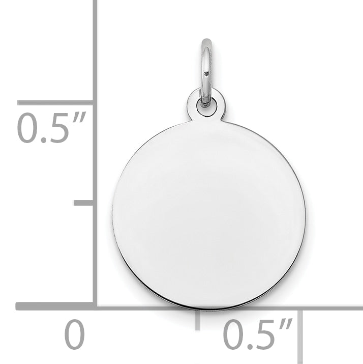 14k White Gold Plain .018 Gauge Round Engravable Disc Charm